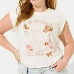 Torrid Graphic Relaxed Fit Vintage Cotton Jersey Crew Neck Dolman Tank Sz 00 M/L